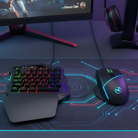 Комплект 198I G506 проводной игровая клавиатура для одной руки и мышь с подсветкой Black