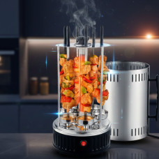 Электрошашлычница на 6 шампуров со съемным поддоном на 1000W нержавейка - гриль