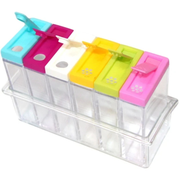 Набор Seasoning six piece set 6 баночек в подставке Кухонный органайзер для специй
