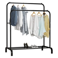 Двойная напольная стойка для одежды и обуви Double floor Hanger вешалка для одежды черная