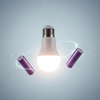 Светодиодная аккумуляторная лампа D8442 / LED лампочка с патроном Е27 20W + 2 аккумулятора