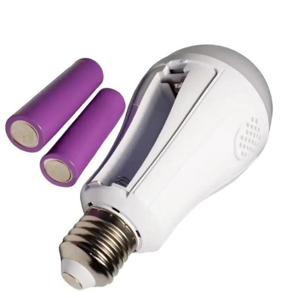 Светодиодная аккумуляторная лампа D8442 / LED лампочка с патроном Е27 20W + 2 аккумулятора