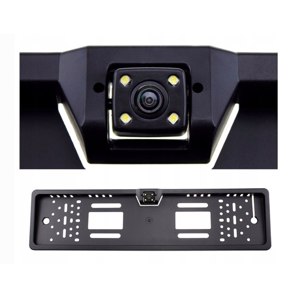 Автомобильная камера заднего вида в номерной рамке Prime-X 4+16Led-Cam парковочная видеокамера Black