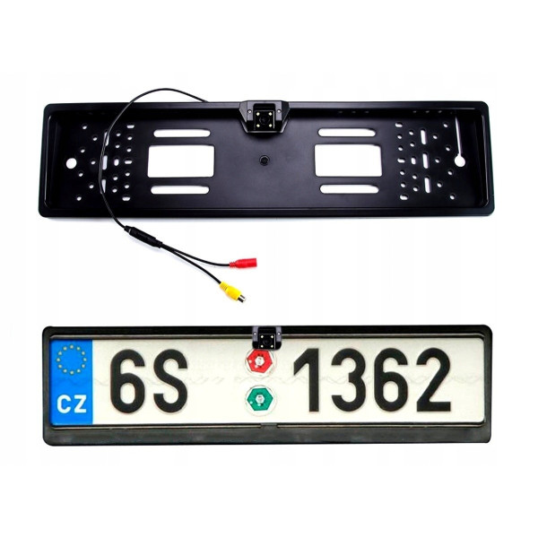 Автомобильная камера заднего вида в номерной рамке Prime-X 4+16Led-Cam парковочная видеокамера Black