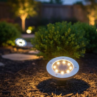 Солнечные уличные светильники для дома и сада Solar Disk Lights комплект из 4-х штук