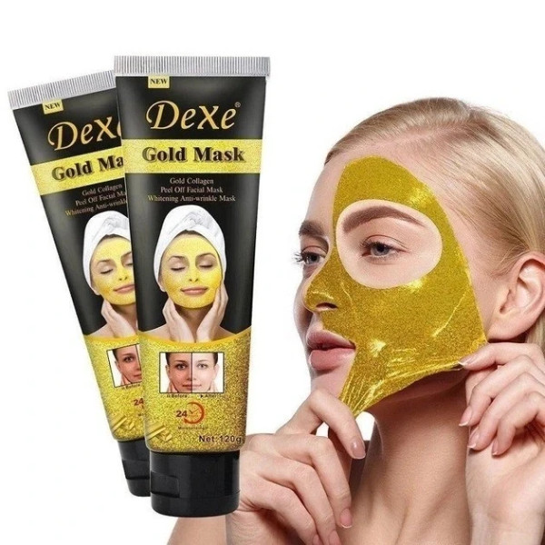 Маска для лица с биозолотом и коллагеном Dexe Gold Mask Биоколлагеновая