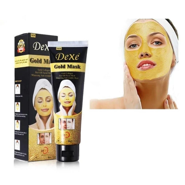 Маска для лица с биозолотом и коллагеном Dexe Gold Mask Биоколлагеновая