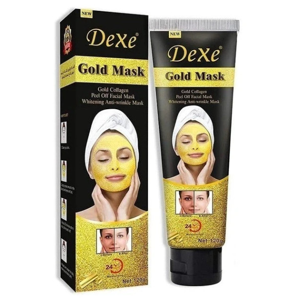 Маска для лица с биозолотом и коллагеном Dexe Gold Mask Биоколлагеновая