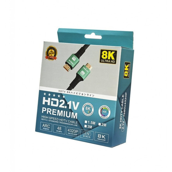 Кабель HDMI 2.1 HD2.1V 1.5 м для 4K/120 Гц и 8K/60 Гц, поддержка eARC