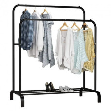 Двойная стойка вешалка 110х54см, до 30 кг Double floor Hanger / Напольная стойка для одежды с полкой для обуви