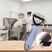 Двусторонняя щетка-колтунорез для удаления шерсти котов и собак, 17*6см