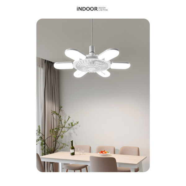 Лампа-вентилятор LED 60 Вт 6U с патроном E27, пульт, 3 режима, белая