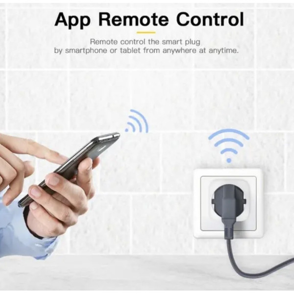 Умная розетка Tuya WiFi Head 16А со счетчиком электроэнергии 3300W с подключением к телефону