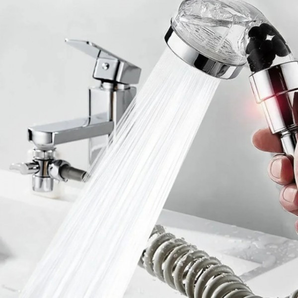 Душевая система с насадкой на кран в умывальник с турмалином Modified Faucet With External Shower