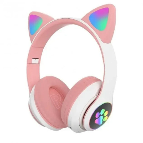 Детские беспроводные наушники с кошачьими ушками с подсветкой CAT STN-28 Bluetooth светящиеся кошачьи ушки