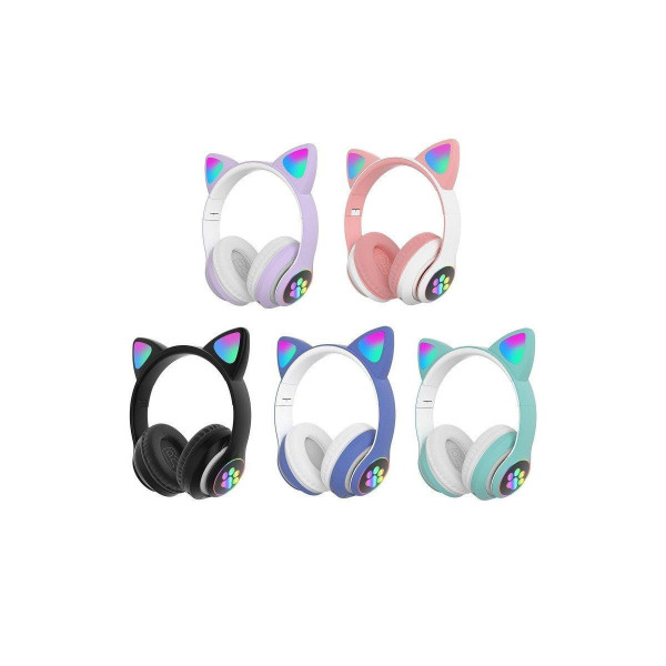 Детские беспроводные наушники с кошачьими ушками с подсветкой CAT STN-28 Bluetooth светящиеся кошачьи ушки