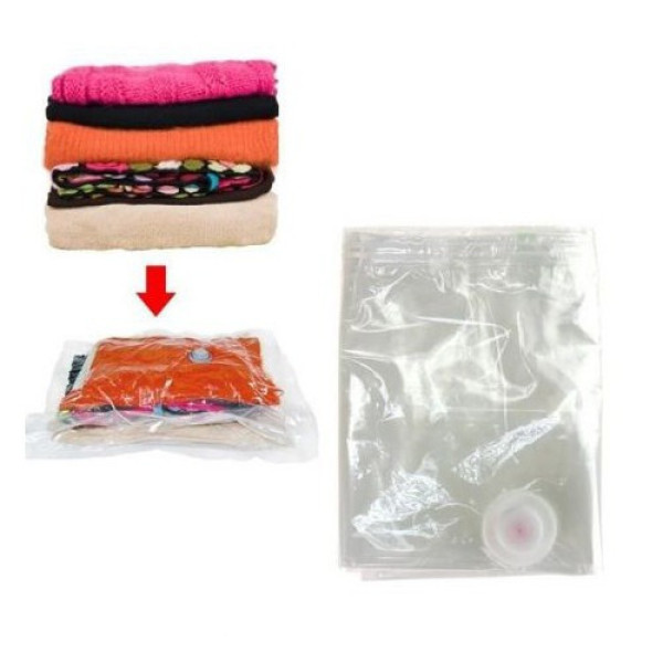 Вакуумный пакет для упаковки вещей Vacuum Bag, 70*100 см, с клапаном, прозрачный