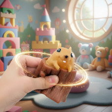 Игрушка антистресс белка в дупле Pop It Фуфлик выпрыгивающая Brown
