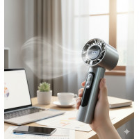Мини-вентилятор R2 с USB LED дисплеем 100 скоростей аккумулятор 1800 мАч GS5