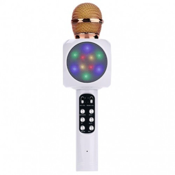 Микрофон караоке WSTER WS-1816 - беспроводной Bluetooth микрофон с cветомузыкой слотом USB и FM тюнером