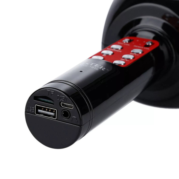 Микрофон караоке WSTER WS-1816 - беспроводной Bluetooth микрофон с cветомузыкой слотом USB и FM тюнером