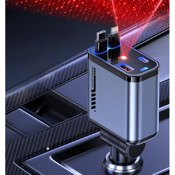 Зарядное устройство для авто с проектором звездного неба USB Type-C Lightning 66 Вт QC 3.0