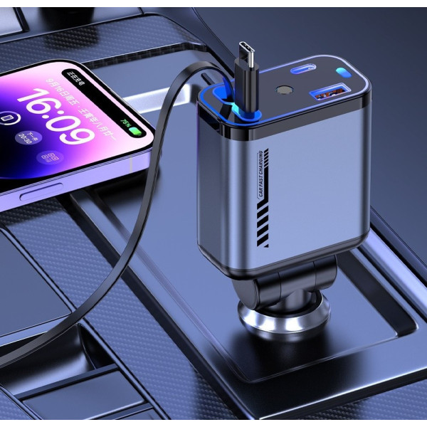 Зарядное устройство для авто с проектором звездного неба USB Type-C Lightning 66 Вт QC 3.0