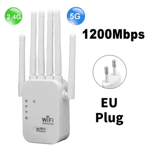 Двухдиапазонный Wi-Fi репитер 2.4 5 ГГц 1200 Мбит/с 6 антенн RJ45 режим AP