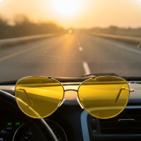 Желтые очки для водителей ночного виденья Night View Glasses / Антибликовые очки для водителей
