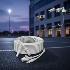 Кабель RJ45 DC 10 м для видеонаблюдения комбинированный медный удлинитель питания