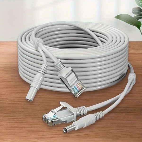 Кабель RJ45 DC 10 м для видеонаблюдения комбинированный медный удлинитель питания