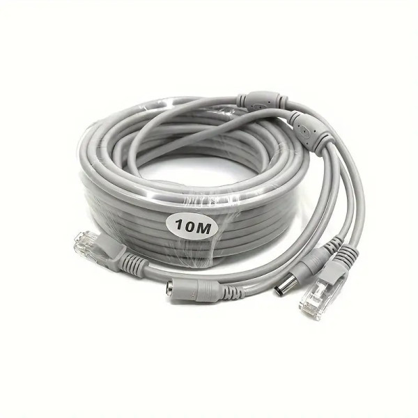 Кабель RJ45 DC 10 м для видеонаблюдения комбинированный медный удлинитель питания