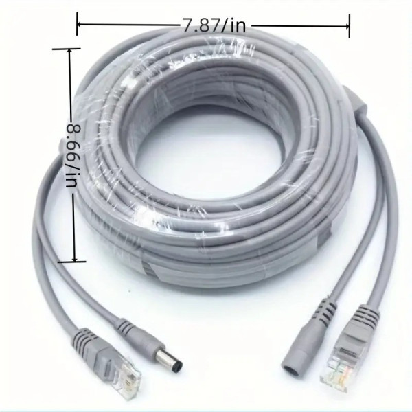 Кабель RJ45 DC 10 м для видеонаблюдения комбинированный медный удлинитель питания