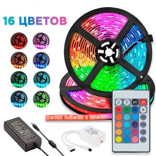 Светодиодная лента SMD 5050-RGB для подсветки телевизора 2м Разноцветная, Неоновая LED подсветка