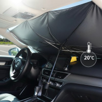Автозонт солнцезащитный складной Car Umbrella 140×78 см для лобового стекла черный