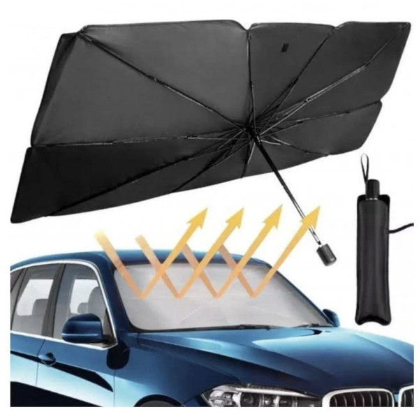 Автозонт солнцезащитный складной Car Umbrella 140×78 см для лобового стекла черный