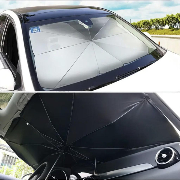 Автозонт солнцезащитный складной Car Umbrella 140×78 см для лобового стекла черный