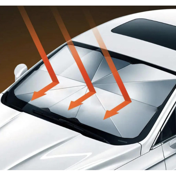 Автозонт солнцезащитный складной Car Umbrella 140×78 см для лобового стекла черный