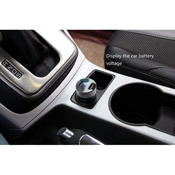 Автомобильный зарядный адаптер HZ AG HC6 с 2 USB портами и экраном, черный