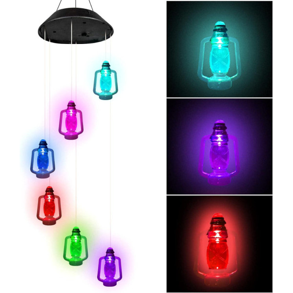 Подвесная садовая лампа Музыка ветра солнечная батарея 6 LED фонариков разноцветный свет