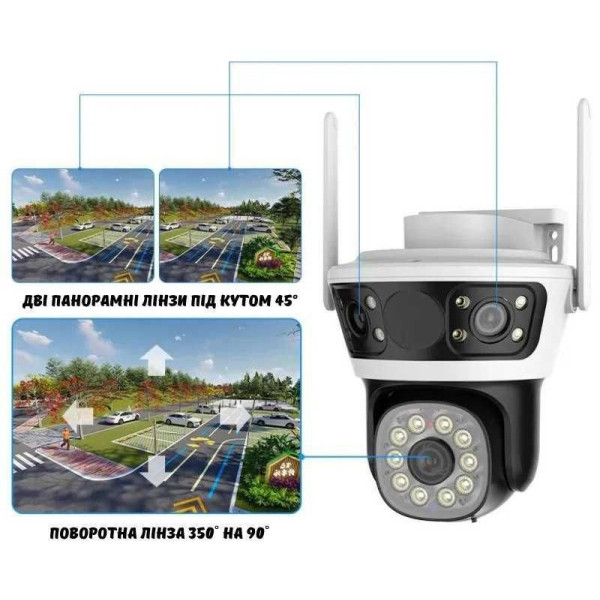 Видеонаблюдение камера 3 линзы Q70 2+2+2 МП 4G Wi-Fi LAN ночное видение датчик движения