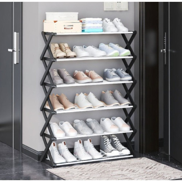 Складная полка для обуви, Shoe Rack черная, на 6 полок