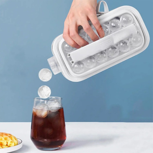 Силиконовая форма для льда ICE CUBE TRAY 2 в 1 на 17 шариков герметичная бутылка охлаждение напитков