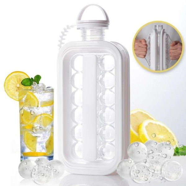 Силиконовая форма для льда ICE CUBE TRAY 2 в 1 на 17 шариков герметичная бутылка охлаждение напитков