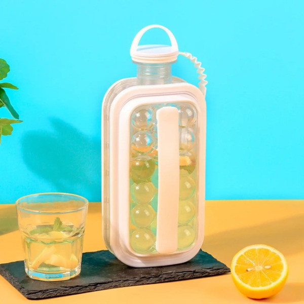 Силиконовая форма для льда ICE CUBE TRAY 2 в 1 на 17 шариков герметичная бутылка охлаждение напитков