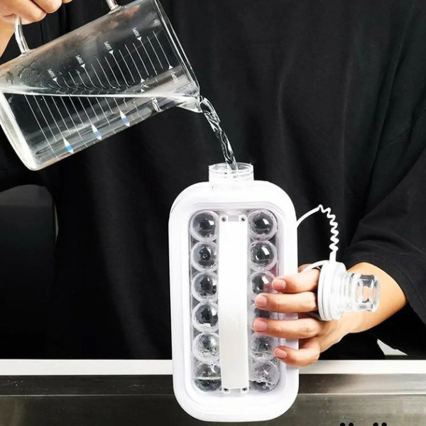 Силиконовая форма для льда ICE CUBE TRAY 2 в 1 на 17 шариков герметичная бутылка охлаждение напитков