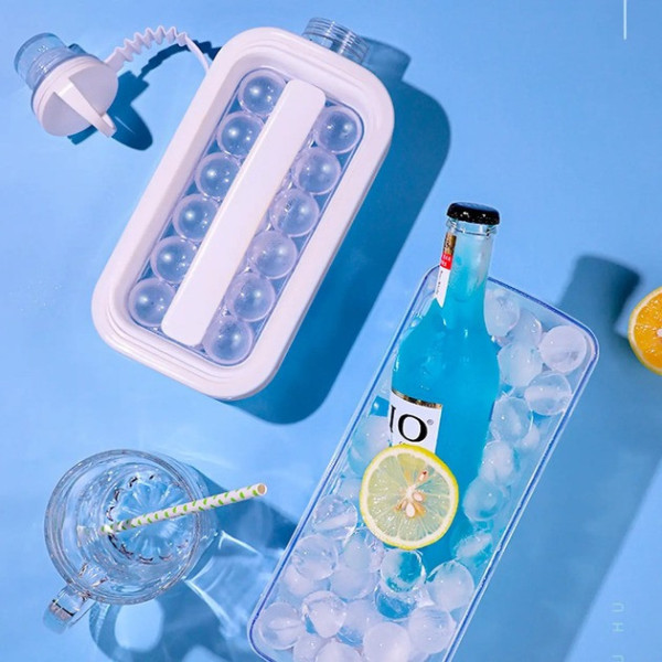 Силиконовая форма для льда ICE CUBE TRAY 2 в 1 на 17 шариков герметичная бутылка охлаждение напитков
