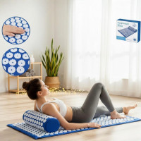 Массажный коврик Acupressure Mat с валиком, помогает в снятии стресса и боли
