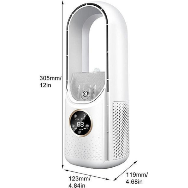 Безлопастной вентилятор Air Multiplier увлажнение подсветка 6 скоростей аккумулятор USB белый