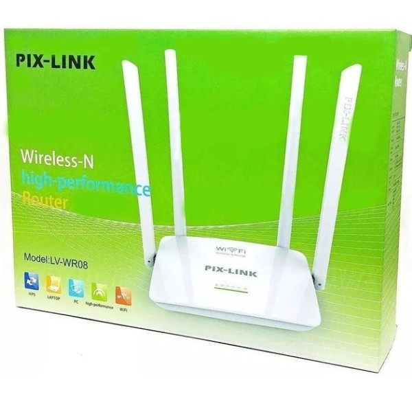 WI-FI роутер Pix-Link LV-WR08, 2.4Ghz, 300Mbps, оснащен 4 антеннами для усиленного сигнала